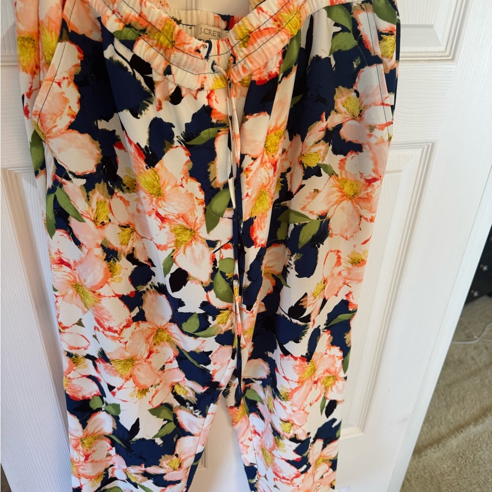 J. Crew Floral Track Pants - Navy and Pink